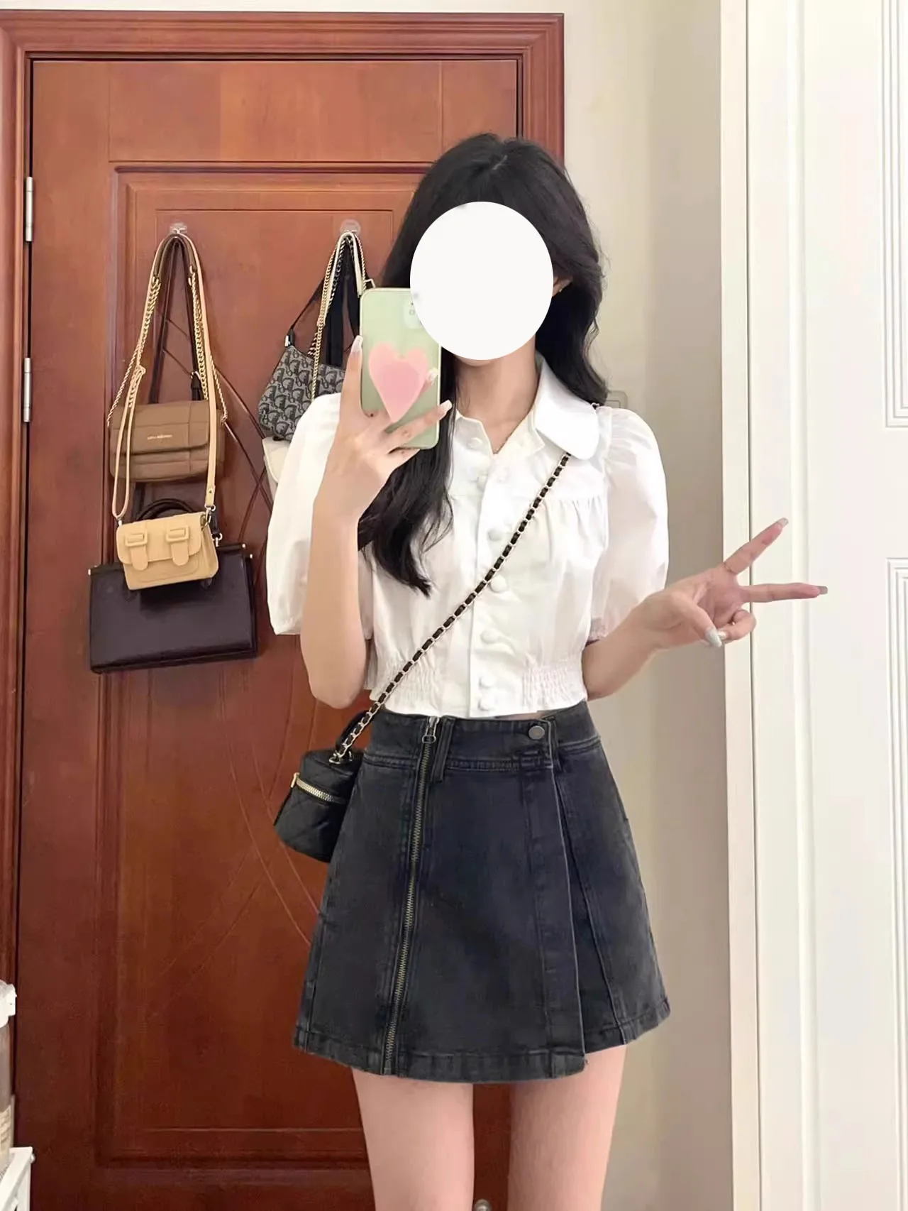 

2024 Summer New Women Fashion 2 Piece Sets Female Short Sleeve Solid Color Shirts Ladies Denim Package Hip Skirts Suits Z246