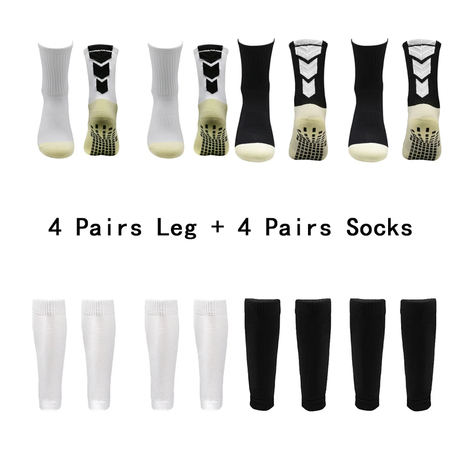 8 pares de meias de futebol antiderrapantes para homens e mulheres, meias de aderência para corrida, escalada, basquete, suor, manga absorvente de panturrilha