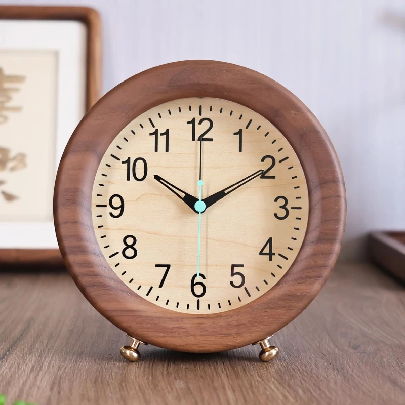 

Wooden Alarm Clocks Modern Decoration Alarm Clock Bedroom Desk Clock Luxury Silent Desktop Watch with Light Aesthetic Decor