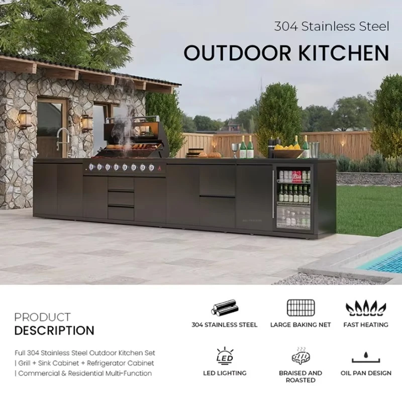 

Outdoor Kitchen Grill 304 Stainless Steel Grill with Large Grill Mesh for Fast Heating Anti Rust Weatherproof Heavy Duty