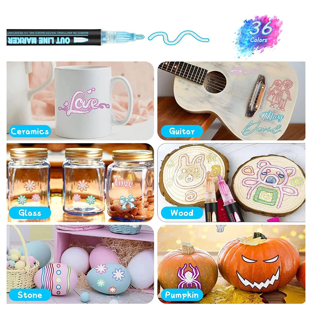 Fluorescent Contouring Pens For DIY Crafts , Quick-drying Ink For Safe And Mess-free Crafting. DIY Crafts & Art Projects