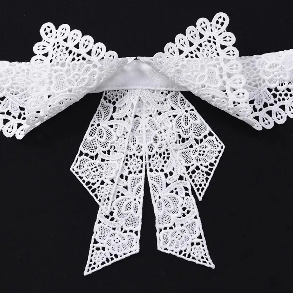 New Lace Floral Fake Collar Detachable Black White Decoration Collar Clothes Trim Women Girls