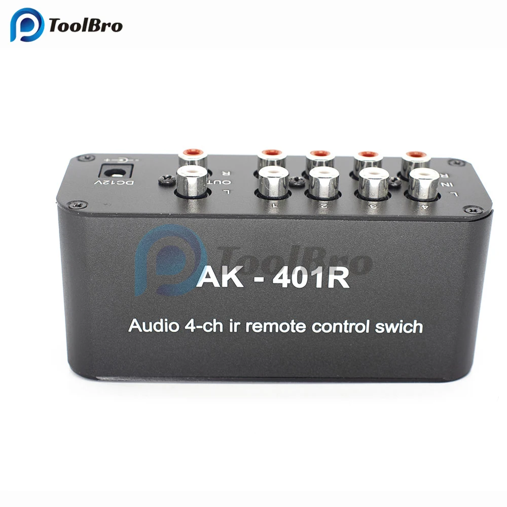 AK-401R Audio 4CH Infrared IR Remote Control Switch DC 12V 5.5*2.1mm Low Noise Distortion 4 Channel Audio Source Switcher