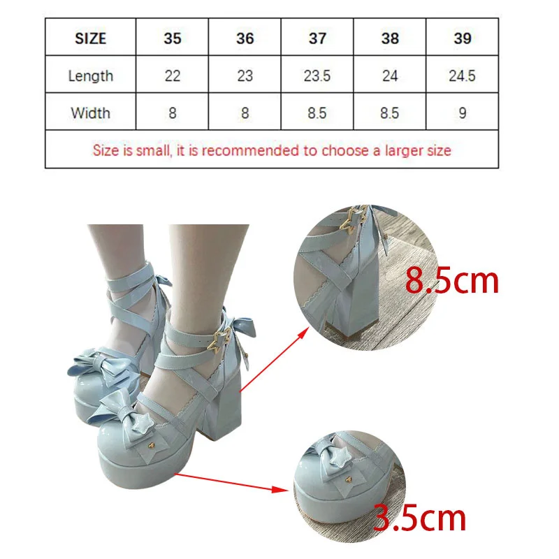 2024 Lolita Shoes Women Mary Janes High Heels Shoes Chunky Sandals Summer Fashion Retro Bow Party Platform Pumps