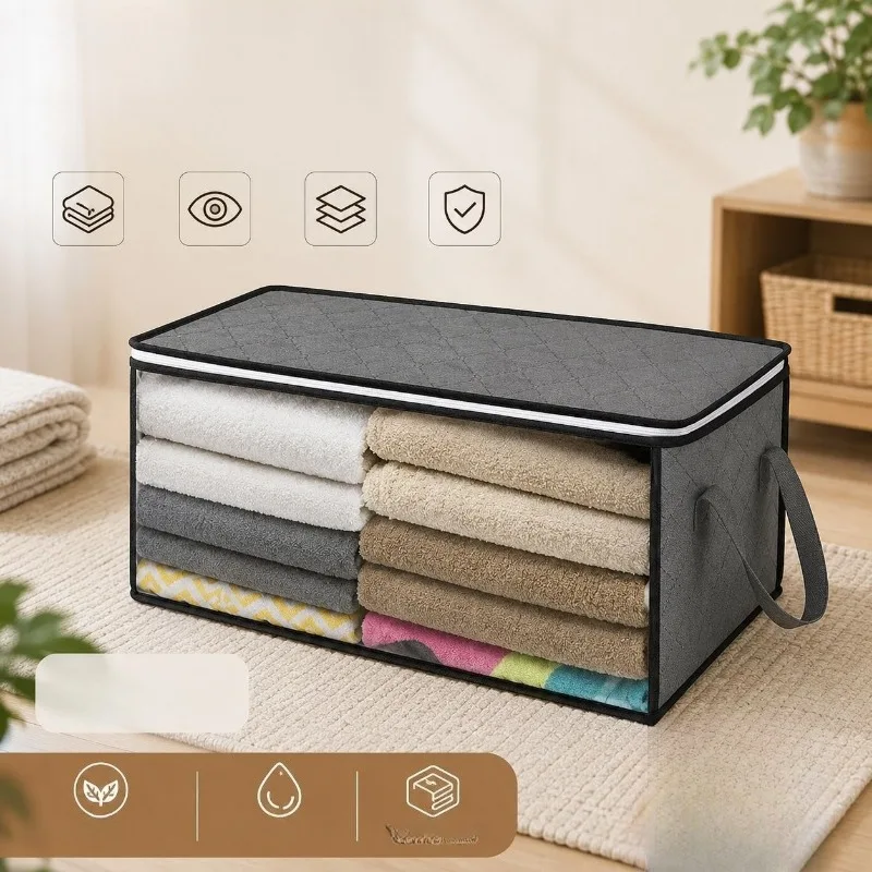 3/5pcs Non-woven Fabric Quilt Organizer Spacious Shell Reinforced Edge Stitching Prevent Fabric Rupture For Moving Luggage