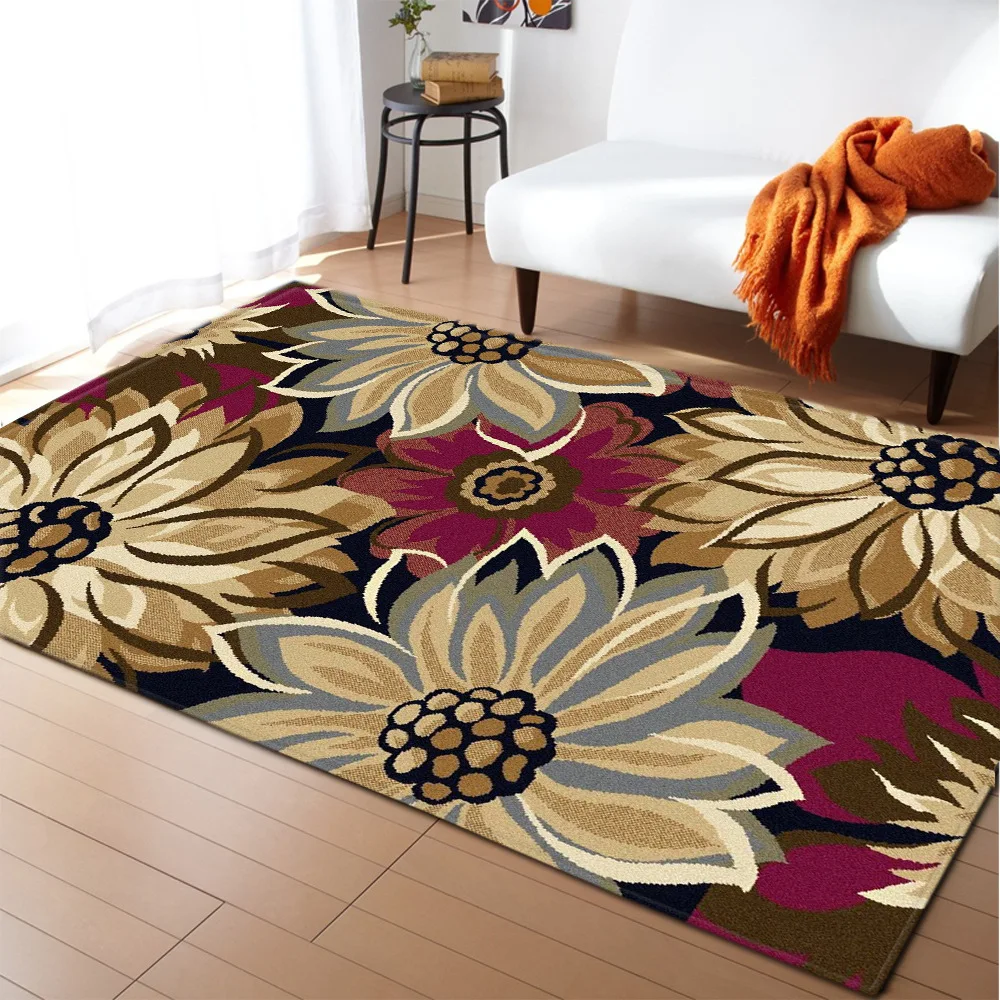 3D Retro Flower Plant Leaves Kitchen Floor Mat Home Entrance Carpet Door Mat Anti-slip Living Room Rugs Bathroom Mat Alfombra