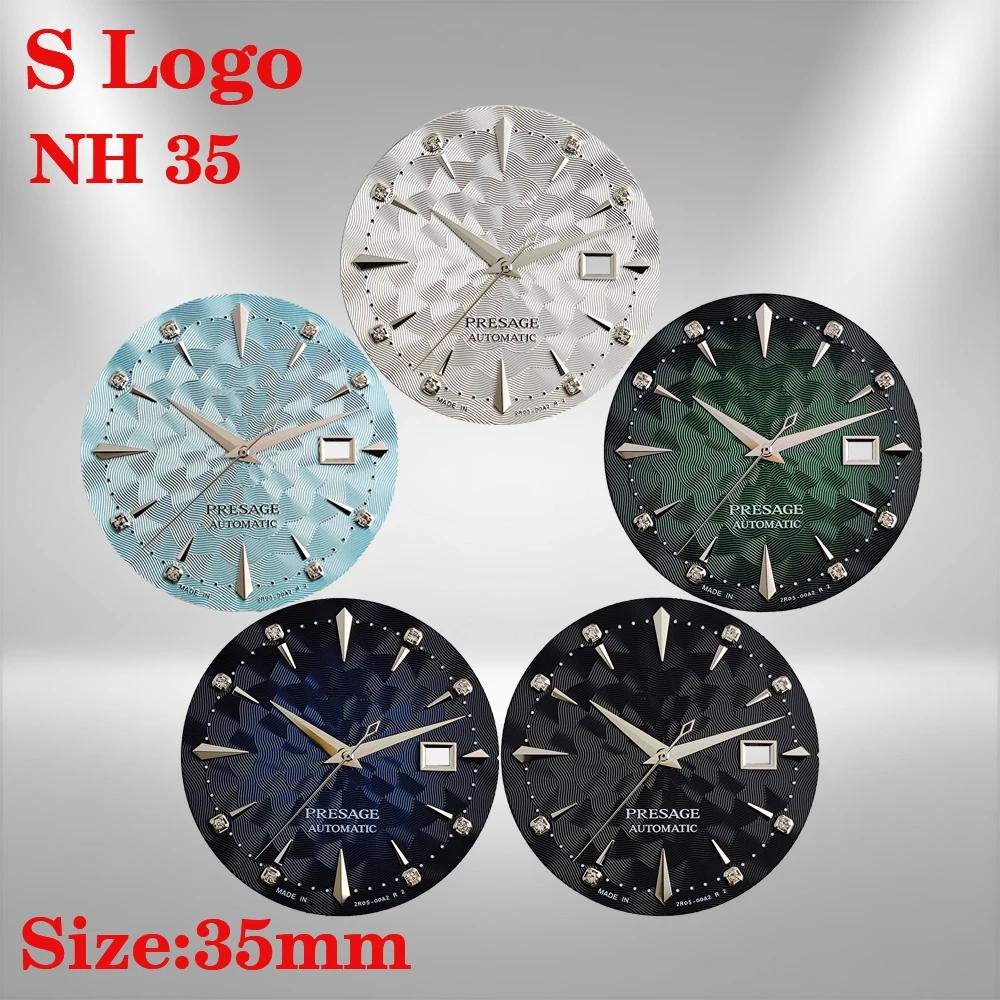 

35mm NH35 dial S logo dial cocktail diamond scale design dial compatible with NH35 NH36 automatic movement dial accessories