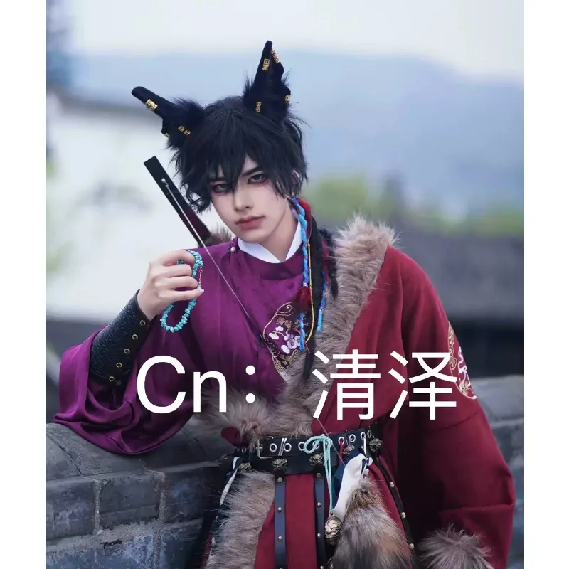 Handmade Faux Fur Anubis Jackal Ears Headband Plush Animal Ear Cosplay Accessory for Halloween Party Themed Photo Shooting