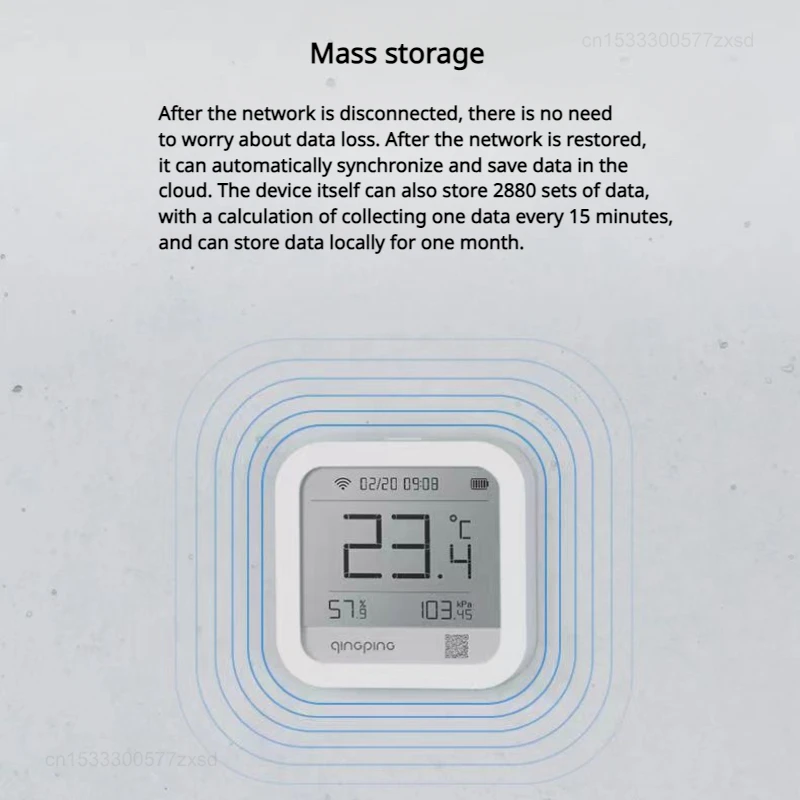 Xiaomi Qingping Wi-Fi Thermometer Hygrometer Remote Monitoring Temp and Humidity Monitor Rechargeable Smart Electric Hygrometer