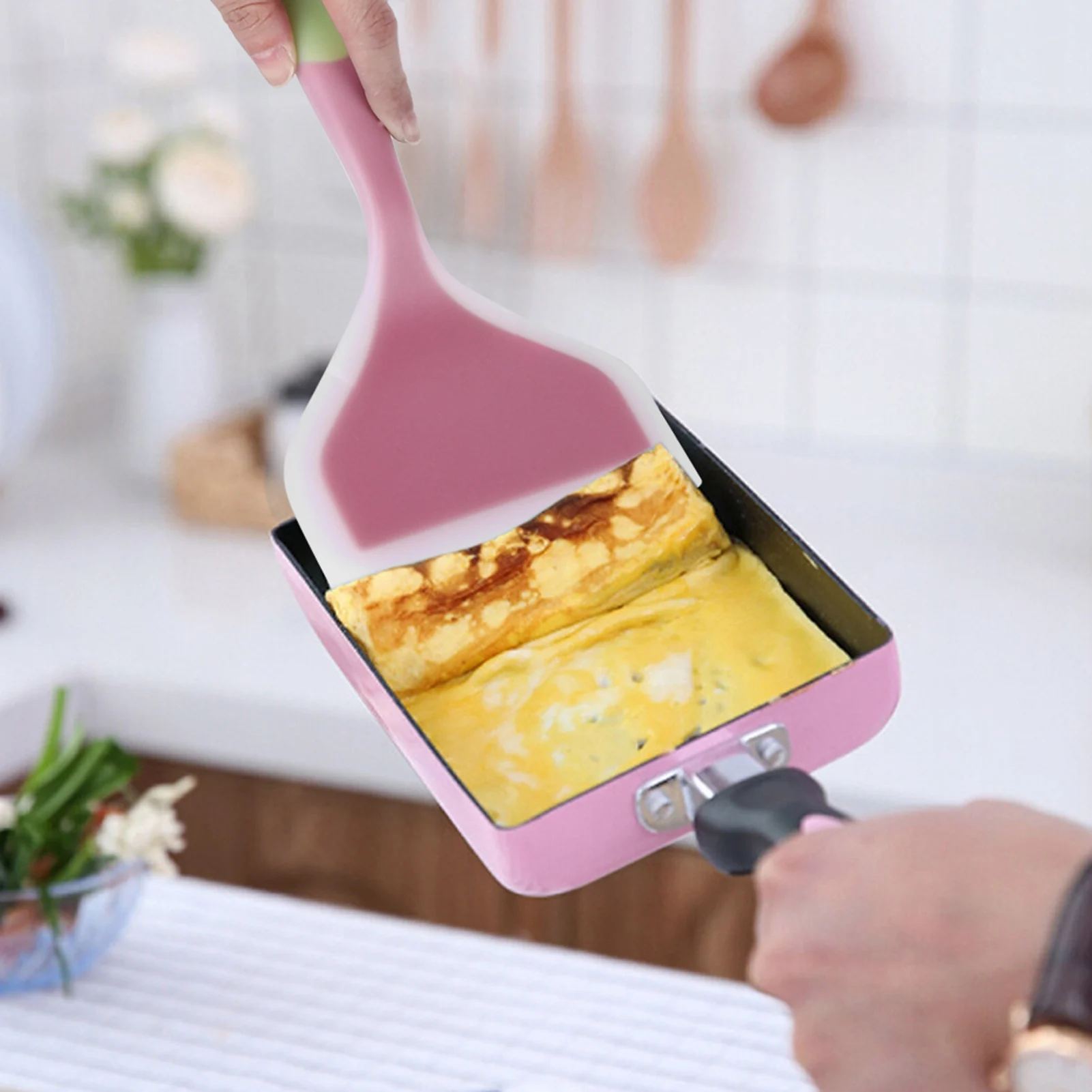 1pc Non-Stick Silicone Shovel Spatula Wide Turner Kitchen Cooking Utensils Safe for Cake Steak Pizza Flexible