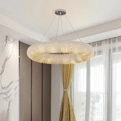 Modern Luxury Circle Crystal Chandelier For Living Room Led Home Decor Hanging Lamp Light Fixture Round Bedroom Cristal Lustre