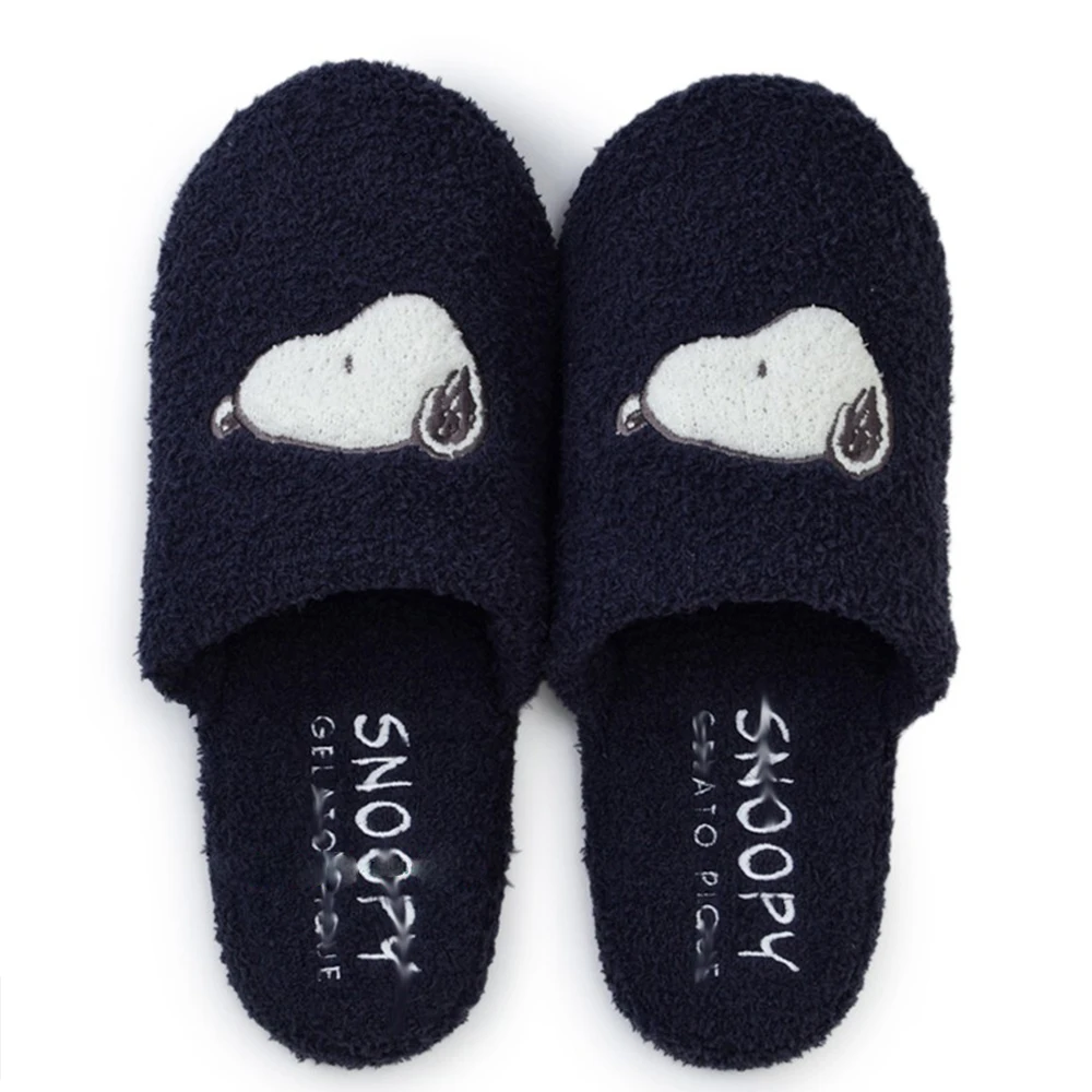 Snoopy Cartoon Plush House Slippers Women Soft Cozy Open Toe Indoor Slipper Non Slip Warm Winter Home Bedroom Floor Shoes Casual