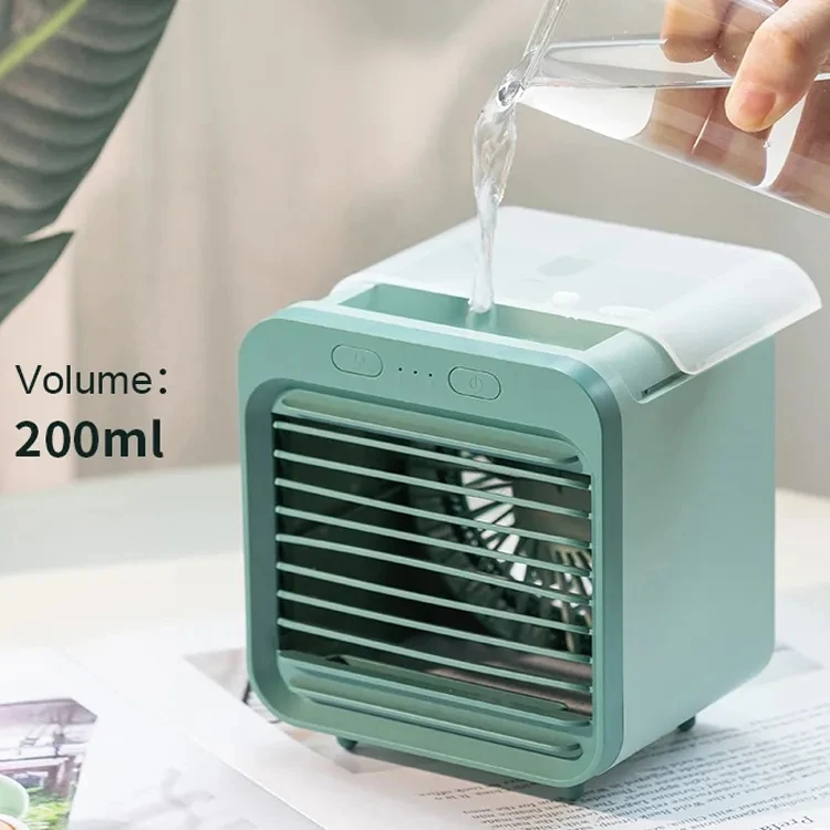 Cordless Ice Cooler Fan Mini Portable Air Conditioning For Bedroom 200ml Water Tank Evaporative Cooler Humidifier Ice Fan Cooler