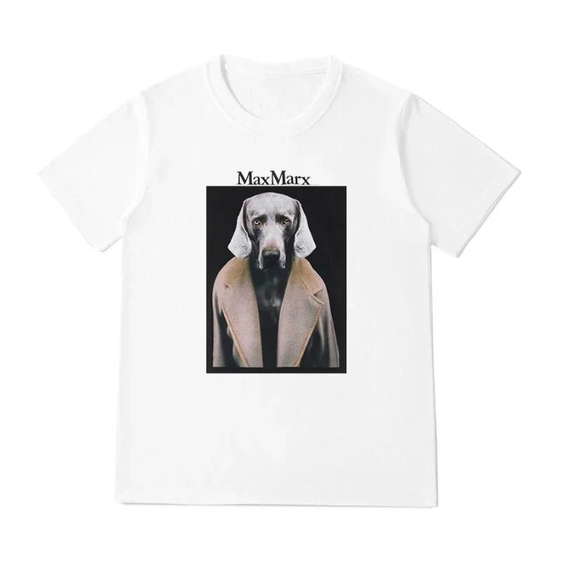 European and American neutral Weimaraner printing fashion trendy brand women's short-sleeved retro street Y2K clothing