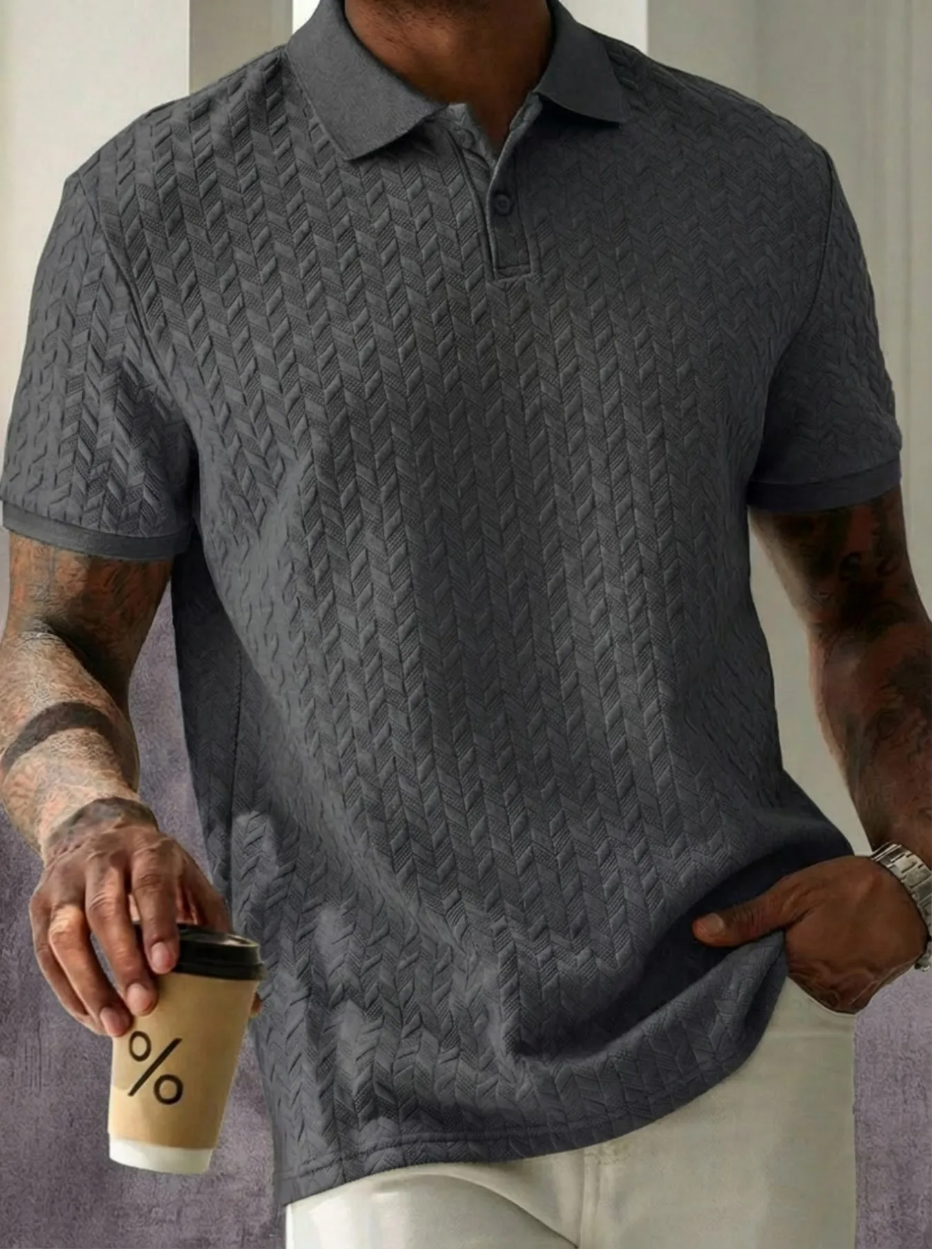 New Men's Solid Color Lapel Short Sleeve Polo Shirt Loose Casual Breathable Soft Top Lightweight Comfy Fashion Daily Wear