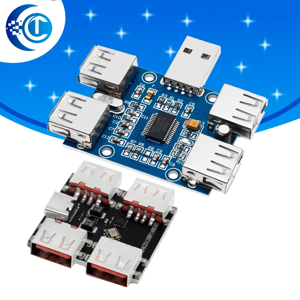 BS Brand 1PcsXL334P4/GL850G Type-C USB2.0 4-Port HUB Expansion Board, 4 Channel Splitter Module, 40MB/s