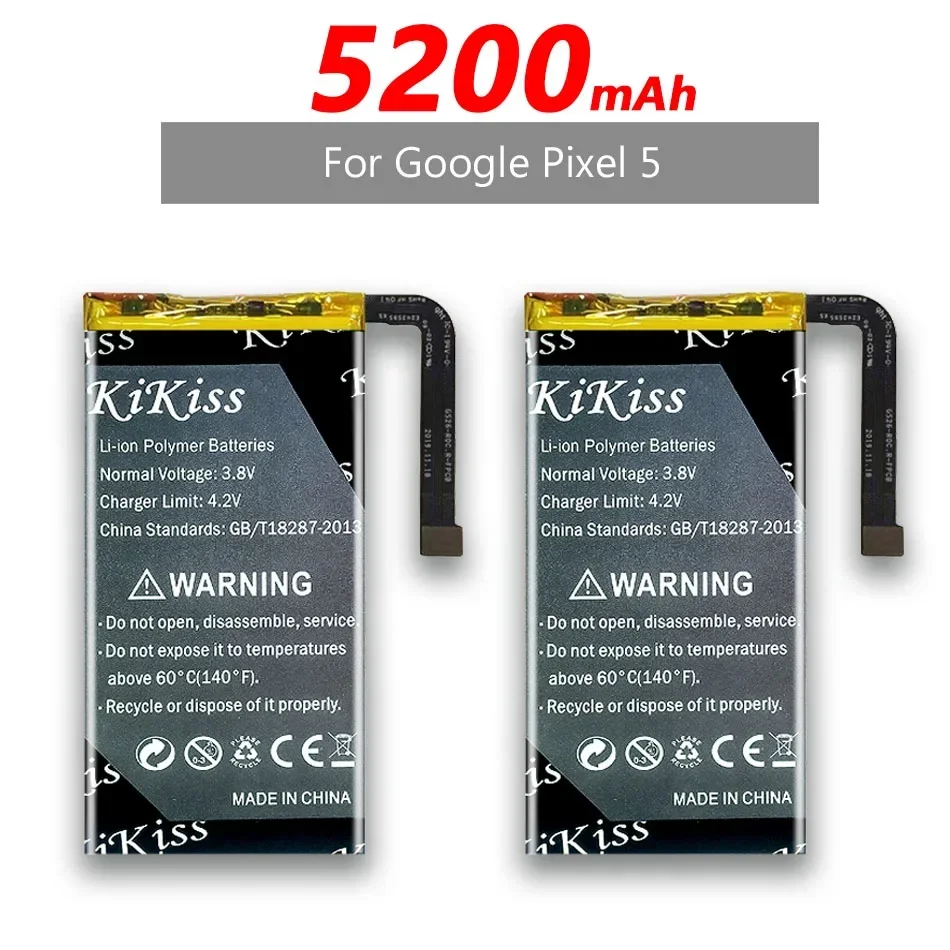 5200mAh KiKiss GTB1F Battery for Google Pixel 5 Pixel5 Mobile Phone Batteries + Free Tools