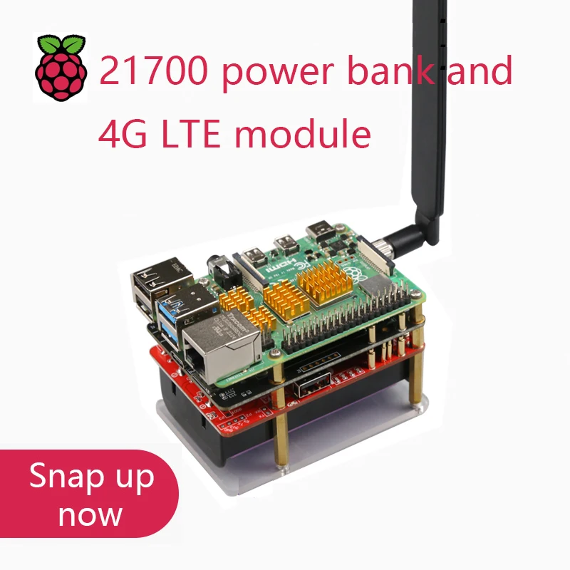 

Tower system for Raspberry Pi with 21700 power bank and 4G LTE module,HUAWEI ME909S-821ap V2,EG25-G,CAT4 LTE driver free