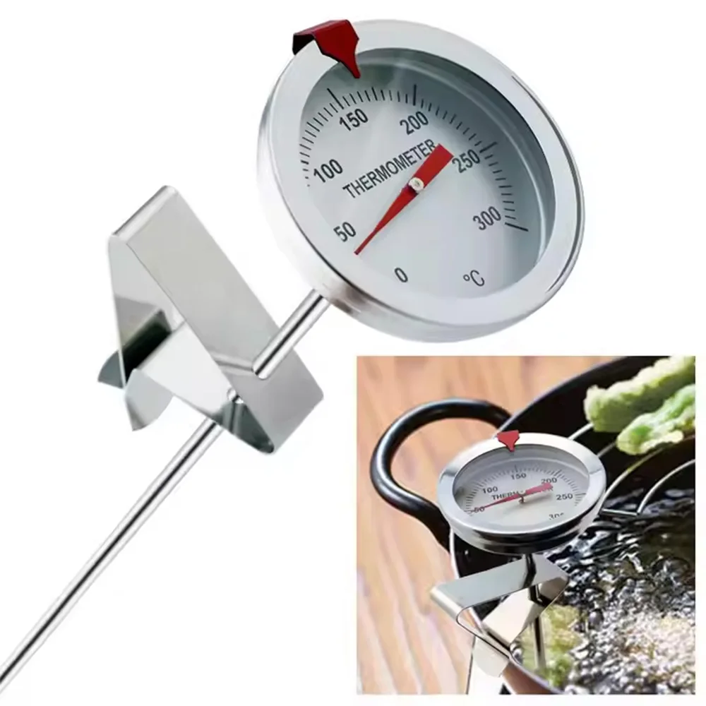 Image 5: Thermomètre de friture en acier inoxydable 0-300 ° C avec clip – Pour faire frire des frites, du poulet, du poisson, contrôle de la température de l'huile