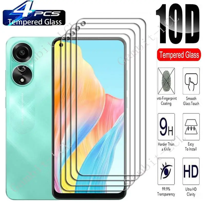 4PCS For OPPO A78 4G Screen Protective Tempered Glass On OPPOA78 OPPOA784G A 78 CPH2565 6.43