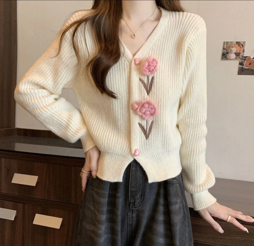 New In Autumn Winter High-end Diamonds Sweater Cardigan Women's Knitwear Pullover Outwear Knitted Tops Female Clothing