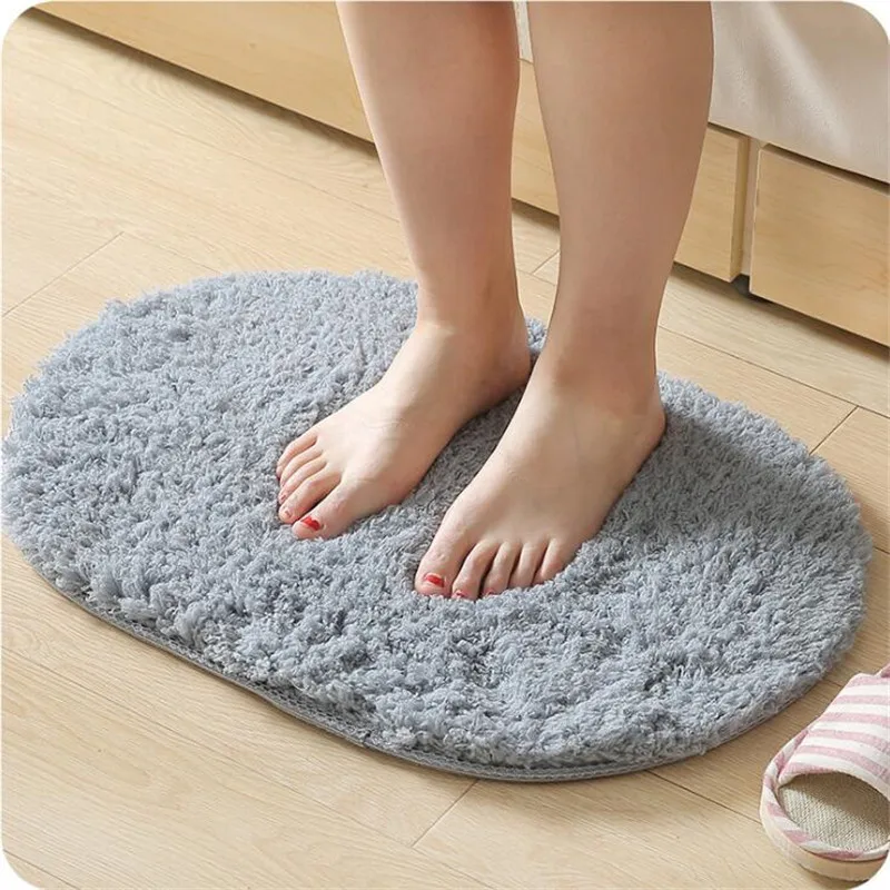 Non-slip Bathroom Mats Memory Foam Bath Rug Ellipse Mats Soft Water Absorption Bath Mats Toilet Floor Doorway Rug Thick Carpets