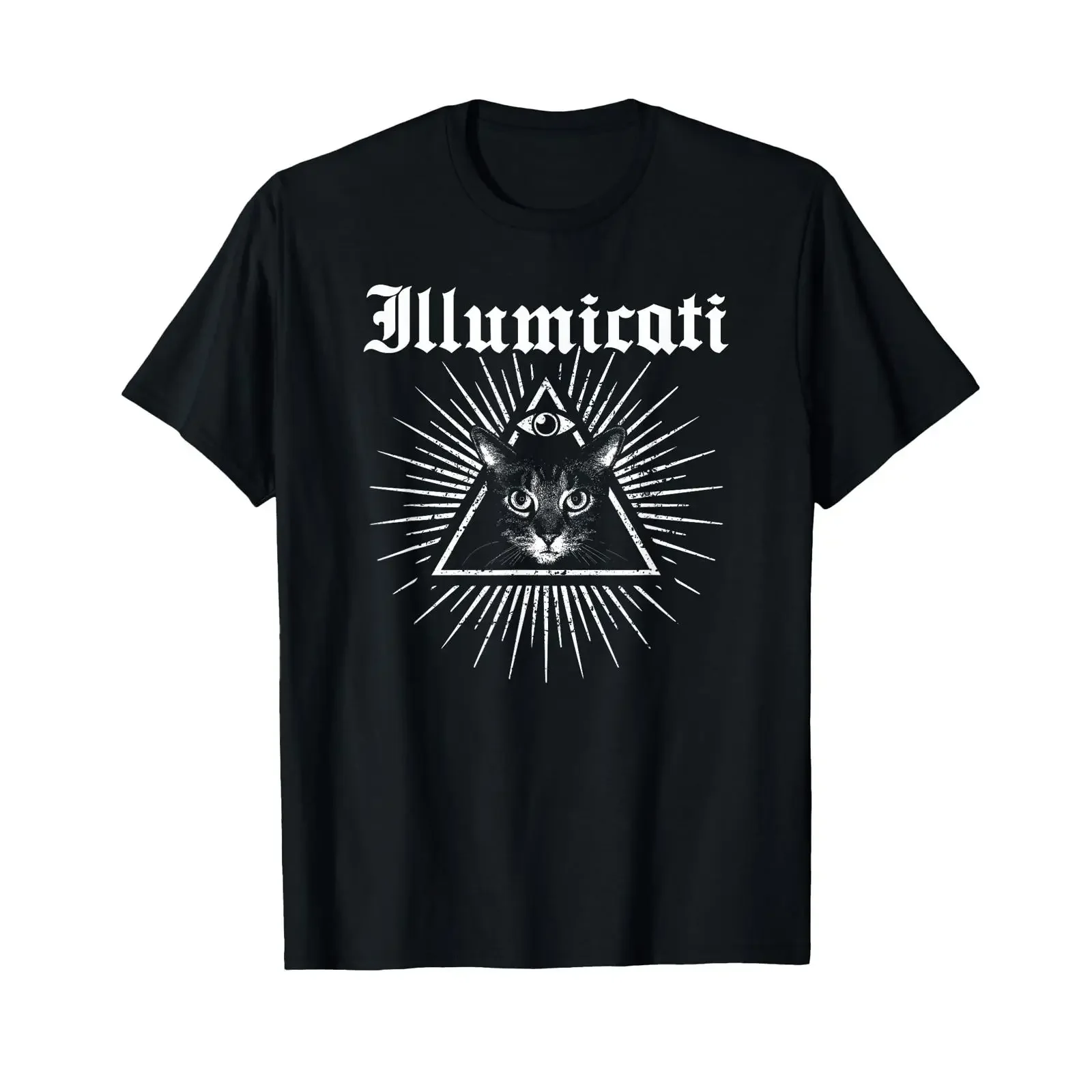 Illuminati Cat Funny Illumicati All Seeing Eye T Shirt for  vintage Washed Unisex Slightly Breathable Casual homme Versatile