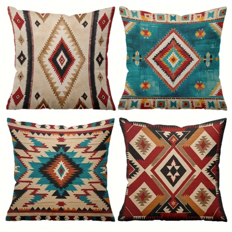 1pc Boho Style Tribal Pillow Cover, Ethnic Themed Decor, Perfect for Living Room & Bedroom, Stylish Cushion for Home Aesthetics