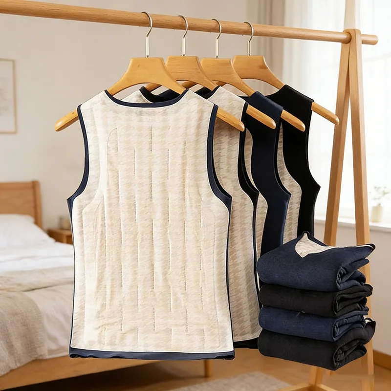 

Мужской утепленный жилет из шерсти для ранней весны, бесшовный, с начесом, Paul Zhaofandi, домашняя одежда, термобелье