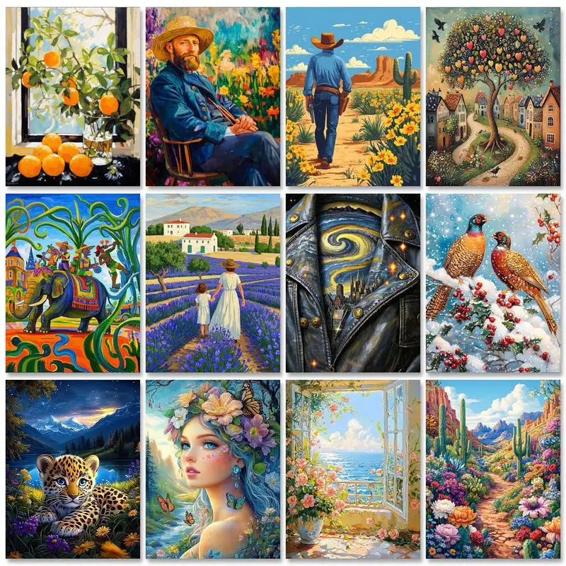 

RUOPOTY Diy Painting By Number For Adults Flower Modern Wall Art Picture By Numbers Handicrafts Diy Gift For Home Decors