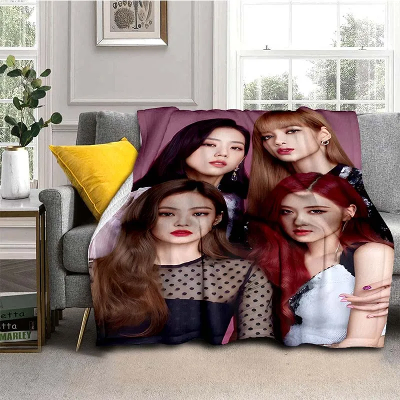 Korean Singer Jump Group JISOO JENNIE ROSÉ LISA Super Soft Blanket,Warm Cozy Blanket for Sofa,Bedroom,Living Room,Travel,Camping