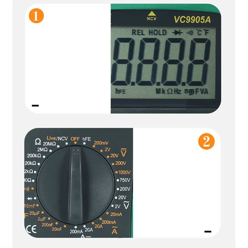VC9905A Portable Digital Multimeter with 1999 Count Display and Manual Range for Accurate Electrical Parameter Measurement