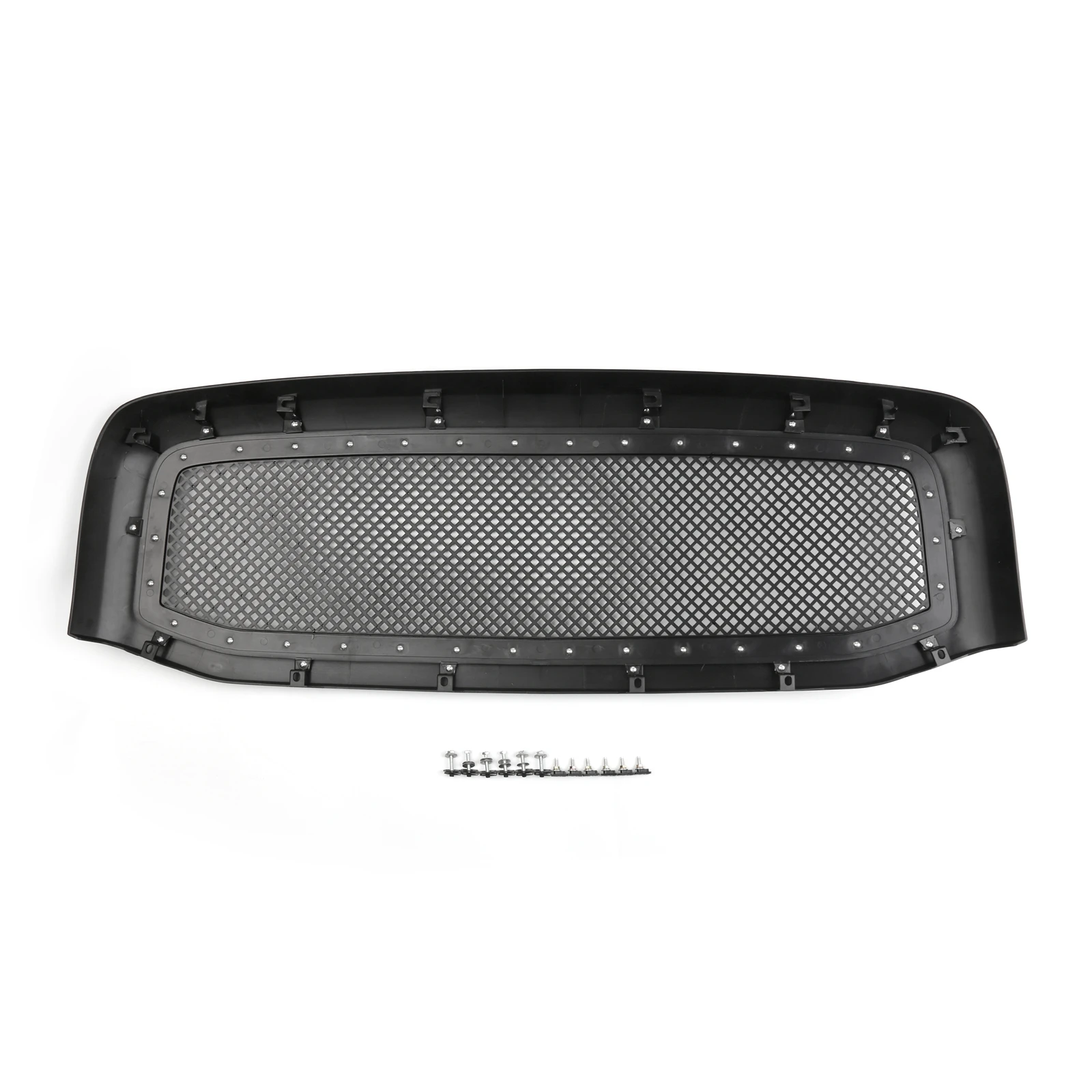 Areyourshop Black Mesh Style Front Hood Grille w/Chrome Rivet For Ram 1500/2500/3500 2006-2008 models