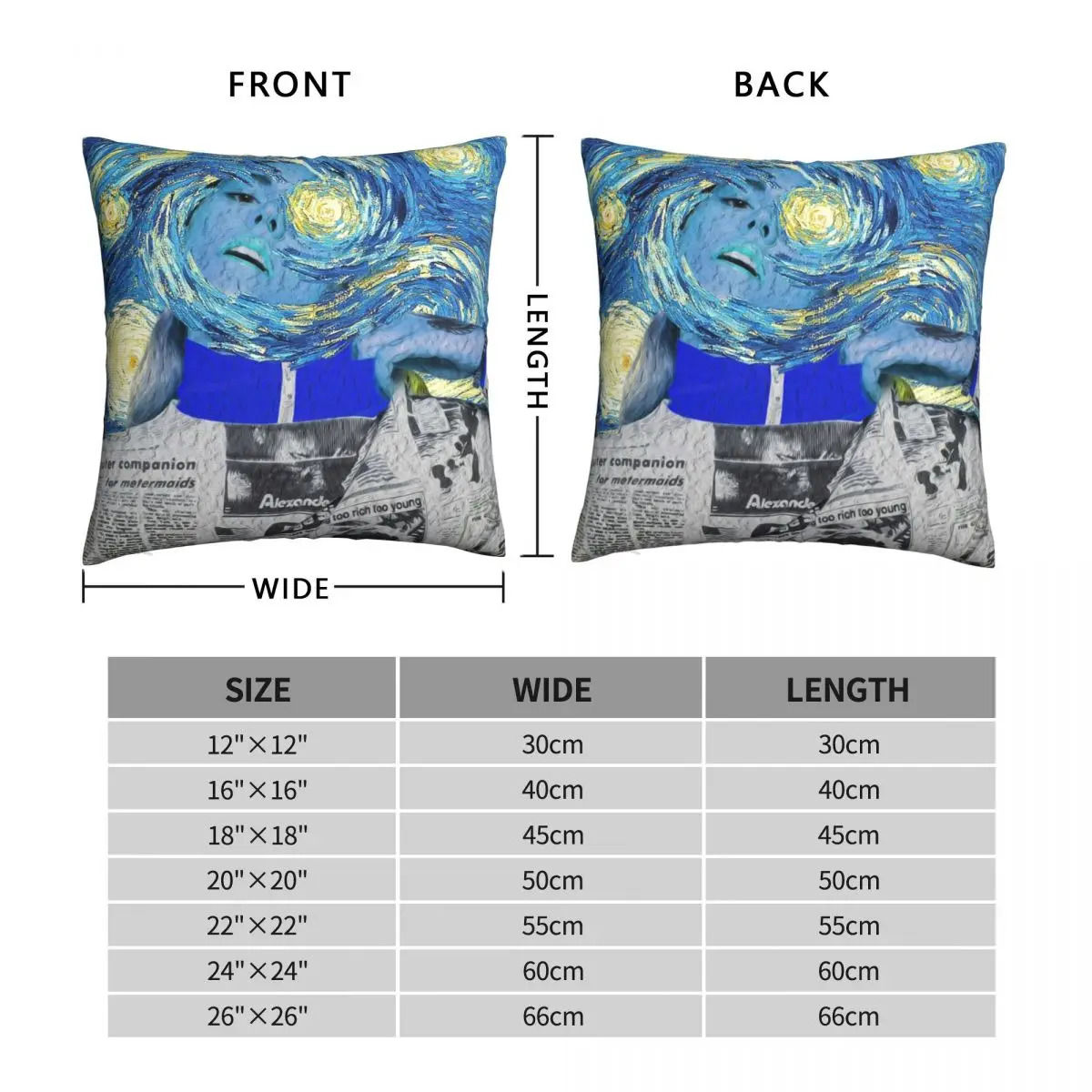 Lauren Sanderson Blue Pillowcase Polyester Linen Velvet Creative Zip Decor Throw Pillow Case Home Cushion Cover