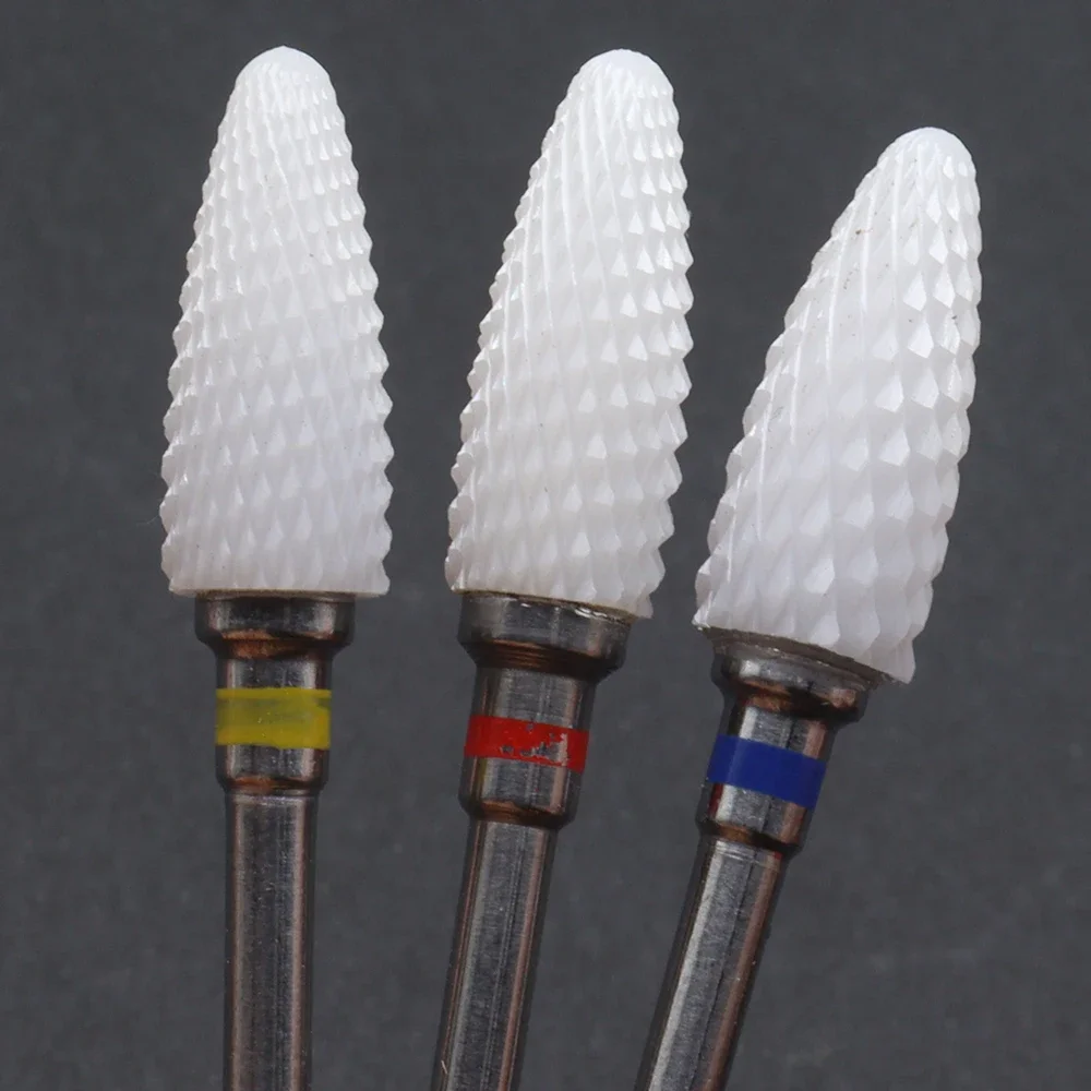 1Pcs Ceramic Bullet-Shaped Nail Drill Bit Rotate Burr Milling Nail Cutter Bits Electric Drill Machine For Manicure Pedicure Too