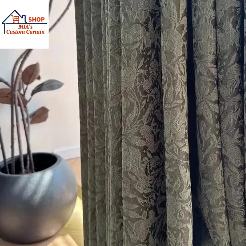 

Custom Size！！French Retro Blackout Luxury Rose Chenille Thickened Elegant Curtains for Living Dining Room Bedroom Decor Decor