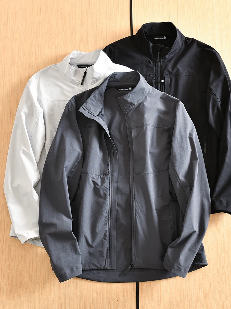 

New Outdoor Men's Lightweight Casual Stand Collar Soft Jacket Waterproof Breathable Spring Fashion Urban Style Zipper C...