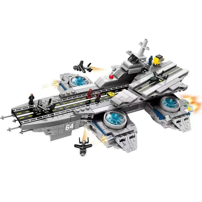 Avengers Marvel superbohaterowie Ultimate Quinjet Interstellar Space Fighter figurki MOC klocki Movie Model cegły zabawki dla dzieci