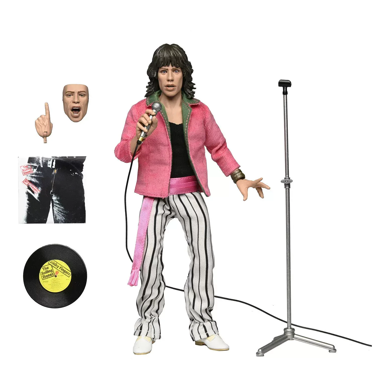 Op voorraad: NECA 60775 60776 The Rolling Stones Mick Jagger & Keith Richards 1975, 20 cm grote actiefiguur met kleding, officieel gelicentieerd, rockthema.
