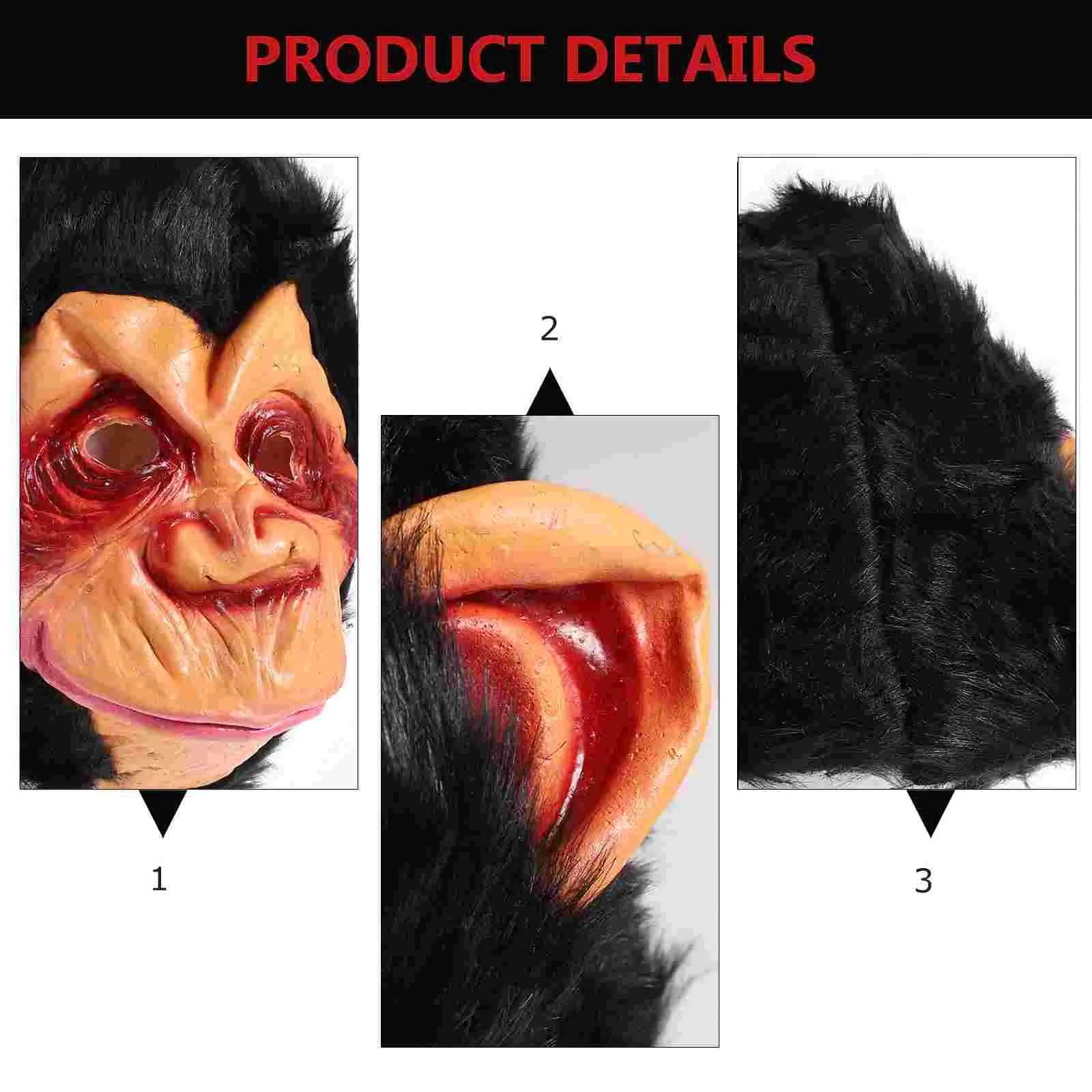 Halloween Monkey Mask Unisex Headwear Masquerade Party Accessory Scary Gorilla Costumes Dance Show Props Eco Friendly Vinyl