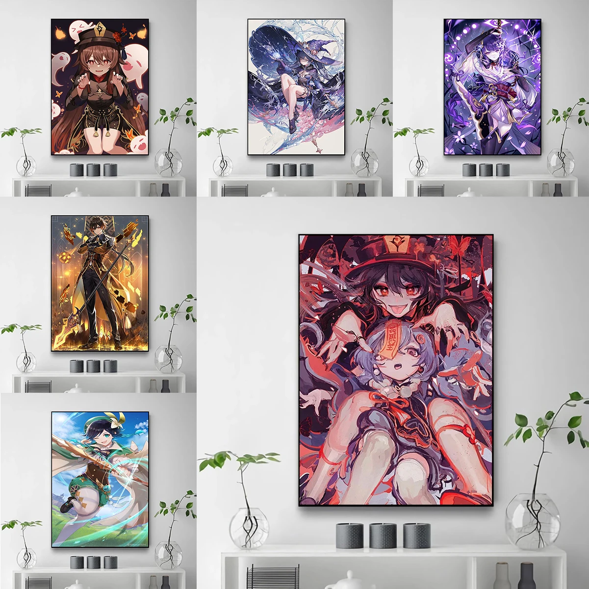 

Gaming Room Decoration Genshin Impact Hutao Poster Painting on Canvas Home Print Posters for Wall Decor Art Decorative Paintings