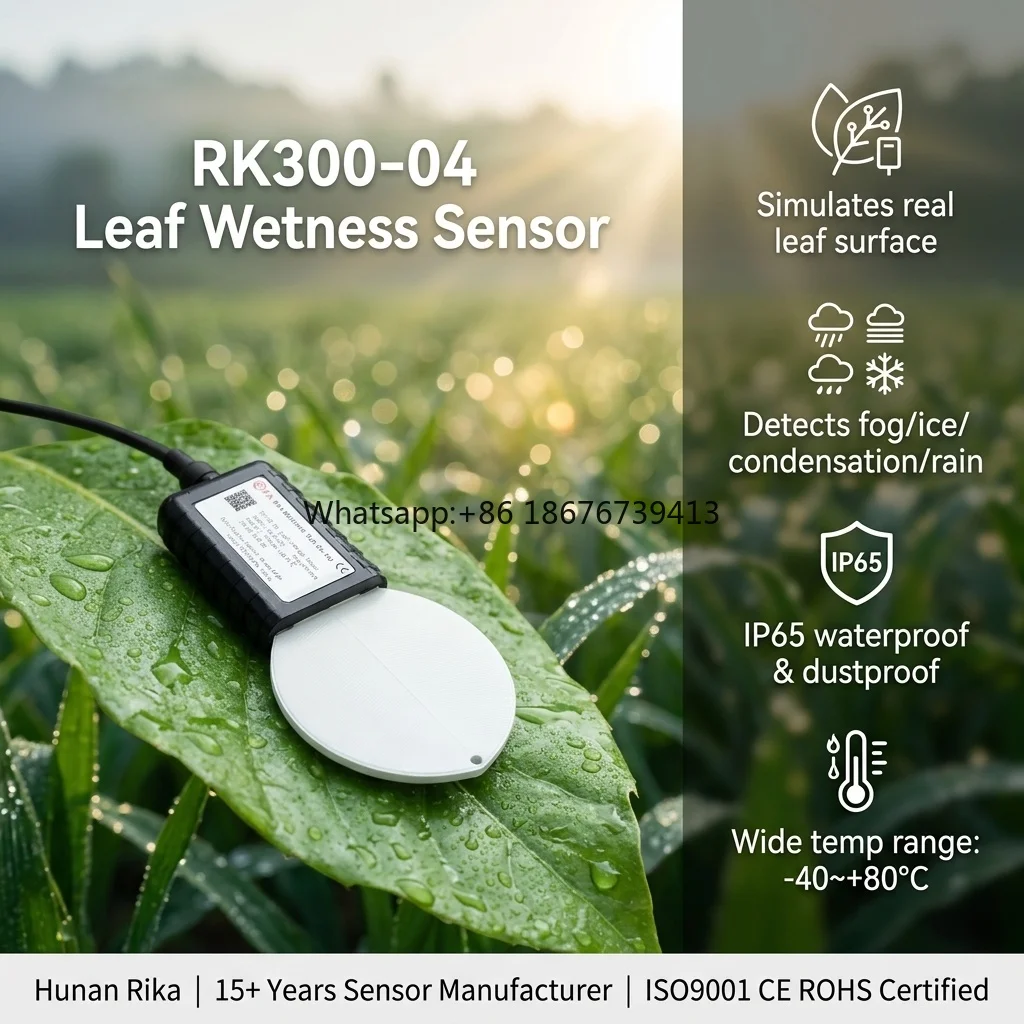 300-04 Industrial Leaf Wetness Sensor 4-20mA 0-5V 0-2V RS485 SDI-12 ±3%FS Repeatability IP65 Protection