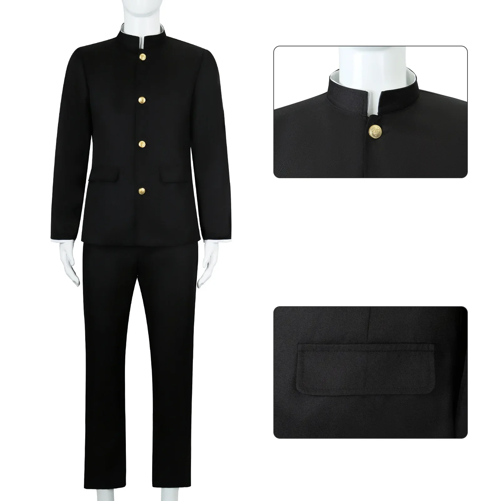 Anime Ken Takakura Cosplay Kostüm Dandadan Schuluniform Brille Schwarze Jacke Gakuran Outfit Damen Herren Halloween-Kostüm