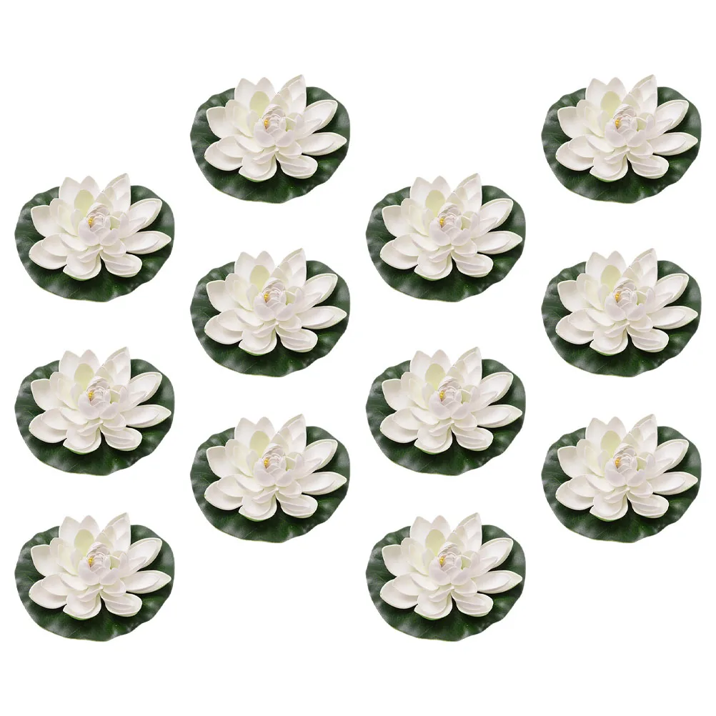 

12Pcs Floating Artificial Lotus Flowers with Lily Pads Realistic Water Lily Decor Fish Tank Pond Pool Aquarium Wedding