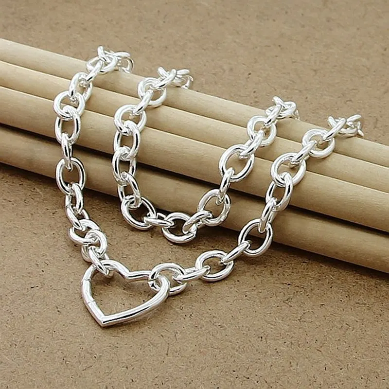 

Fashion 925 Sterling Silver Hollow Heart Necklace Jewelry Men And Women Jewelry Wedding Engagement Jewelry