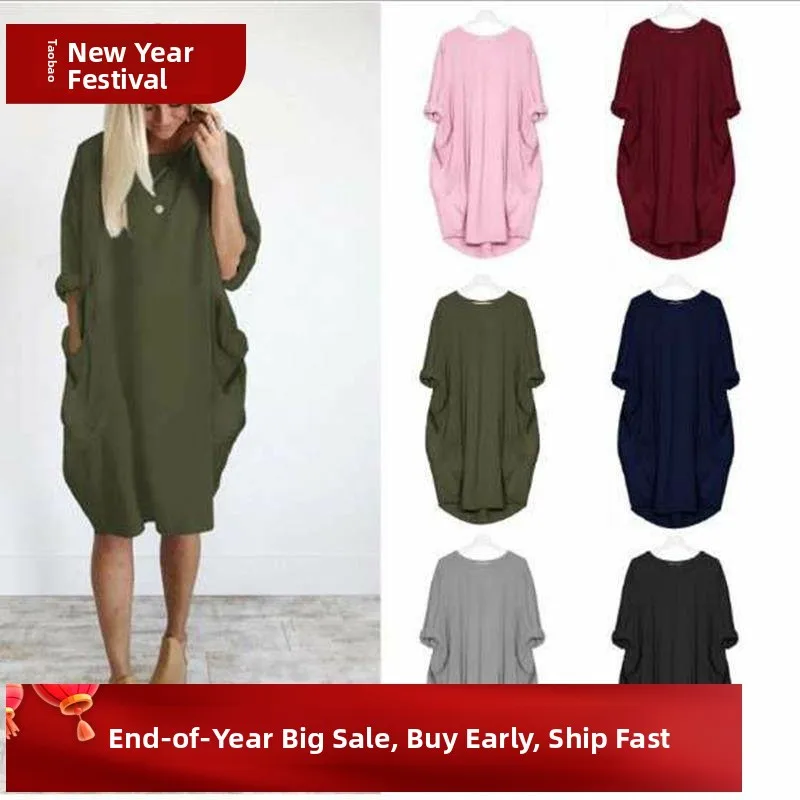 T-shirt ample décontracté pour femmes, chemisier Dr Lady rond Ne Long Sve mi-long, Silhouette O-ape, printemps été