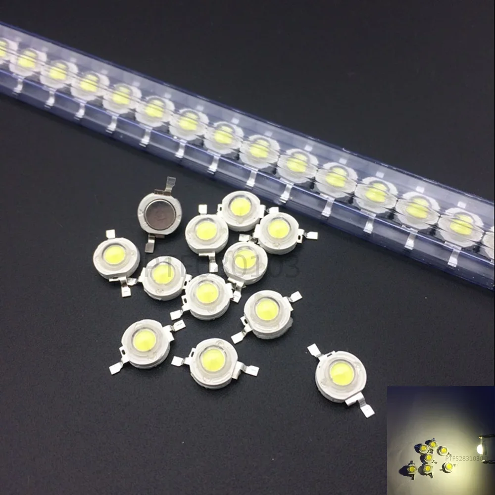 100pcs 3W High Power Cold White LED 10000K-15000K led 3.2-3.8V 700mA 180-200Lm led chip