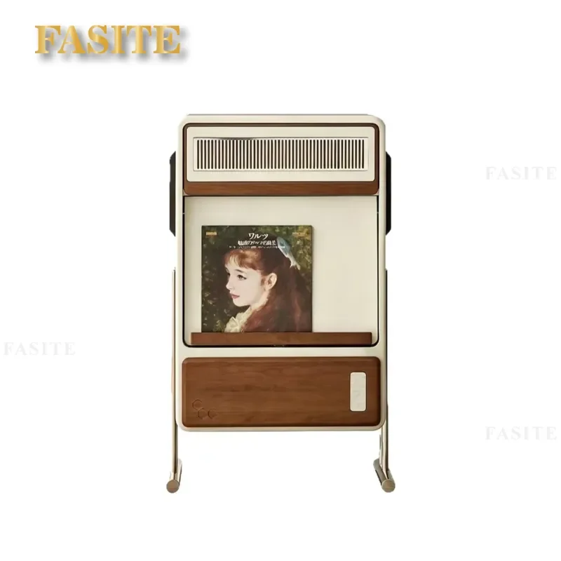 French Retro Style Bucket Cabinet Cherry Solid Wood Small Side Table Sofa Locker Antique Living Room Storage Magazine Rack