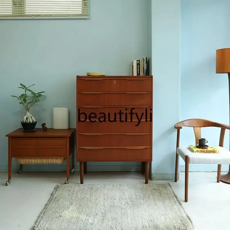 Six chest storage cherry wood teak replica