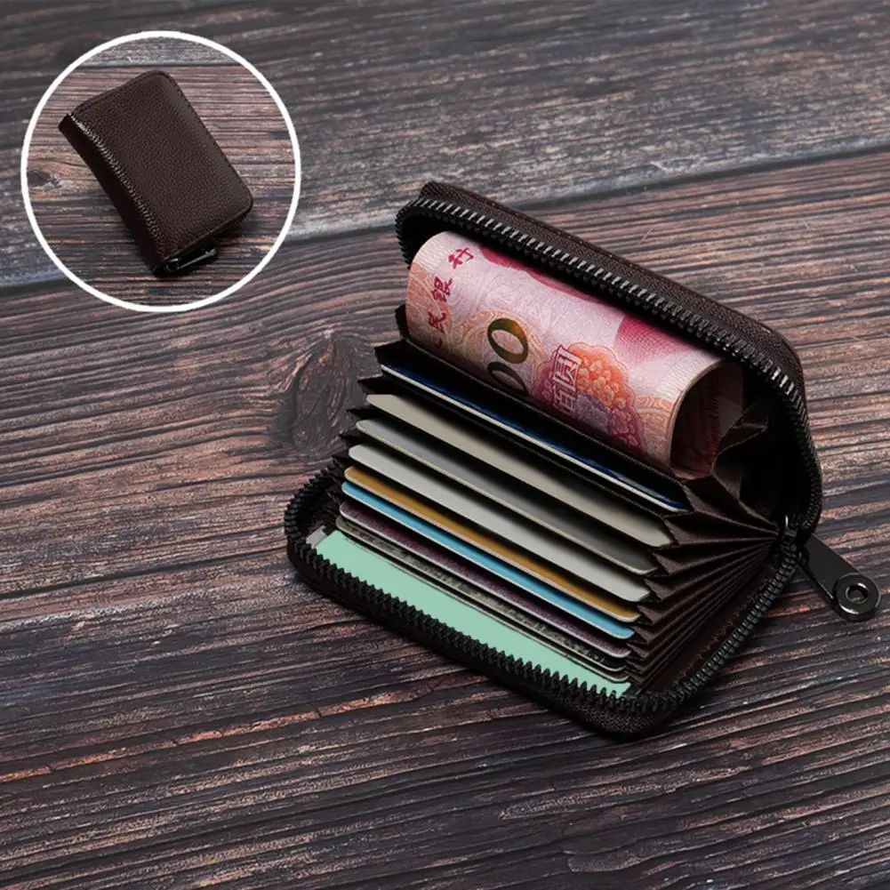 Large Capacity Card Wallet Wallet Card Holder Large Capacity Men's Faux Leather Wallet with Zipper Closure Multi for Credit